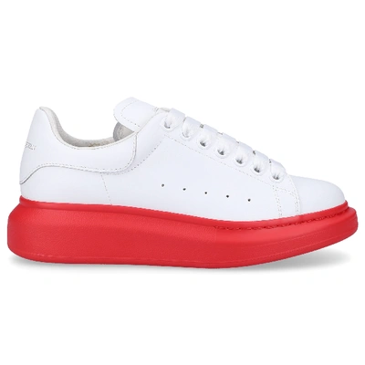 Alexander Mcqueen Low-top Sneakers Larry Calfskin Logo White In Red