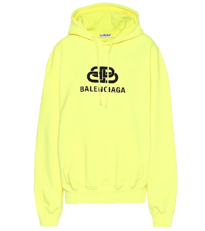 Balenciaga Interlocking Bb Logo Neon Hoodie In Yellow