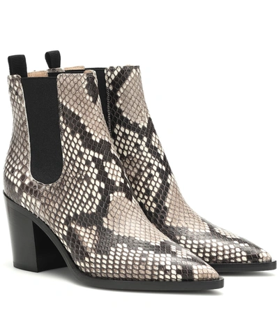 Gianvito Rossi Romney Python Leather Ankle Boots In Grey