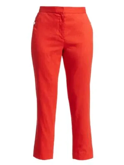 Rag & Bone Poppy Linen-blend Crop Trousers In Fire Red