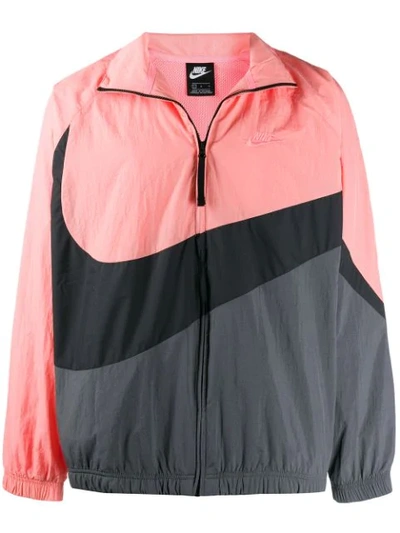 Nike Swoosh Jacket In 668 Pink Gaze/black/dark Grey