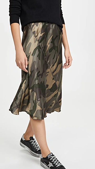 Atm Anthony Thomas Melillo Camouflage-print Silk-satin Skirt In Jungle Camo