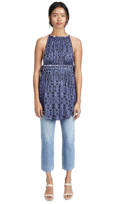 Free People Midsummer's Day Tunic Tank Top In Bluebell Combo