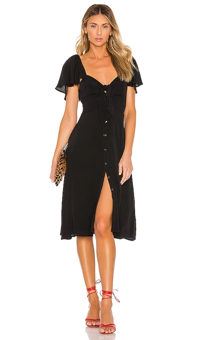 Astr Rachelle Tie Front Ruffle Sleeve Dress In Black