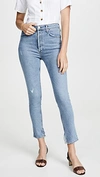 Agolde Nico High-rise Slim-fit Crop Ankle Distressed Jeans In Blue