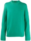 Acne Studios Face Patch Crew Neck Sweater In Bcd-bright Green