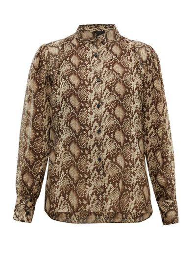 Nili Lotan Lorena Snake-print Silk-chiffon Blouse In Animal Print