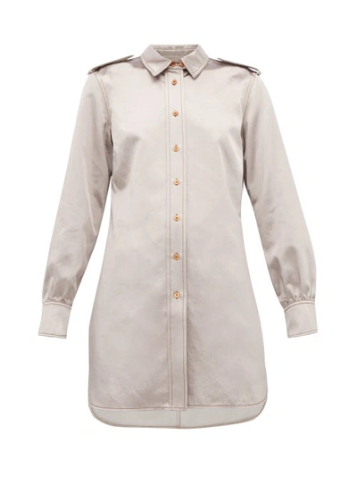 Sies Marjan Kelsi Longline Cotton-blend Satin Shirt In Grey