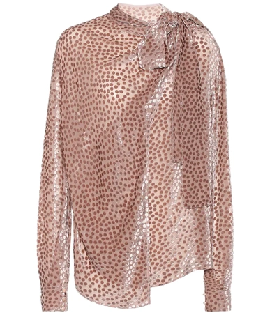 Petar Petrov Baxley Flocked Velvet Silk-blend Blouse In Rose Dust