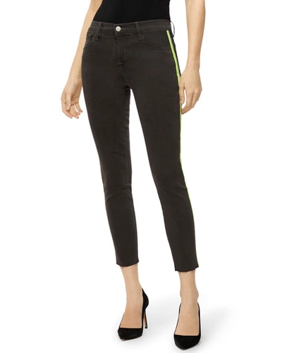 J Brand 835 Mid-rise Crop Skinny With Neon Stripes In Epitome