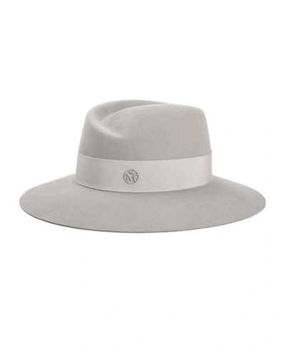 Maison Michel Virginie Timeless Waterproof Rabbit Felt Fedora Hat In Gray