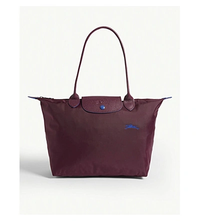 Longchamp Le Pliage Club Large Shoulder Tote In Plum