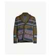 Alanui Graphic-intarsia Wool Cardigan In Military Green