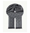 Gucci Gg Pattern Wool Scarf In Anthracite/black