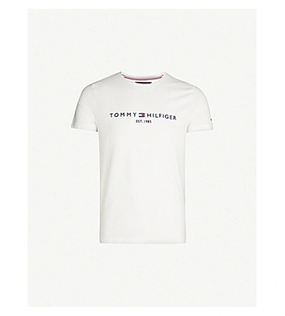 Tommy Hilfiger Logo-embroidered Cotton T-shirt In White