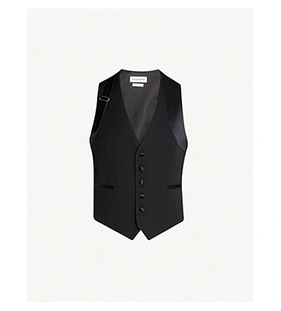 Alexander Mcqueen Harness-embellished Wool-crepe And Satin Waistcoat In Black
