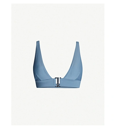 Ted Baker Clasp-front Triangle Bikini Top In Lt-blue