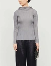 Issey Miyake Pleats Please By  Pleated Long Sleeved Top In Grey