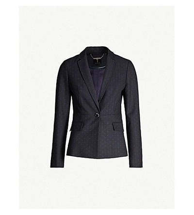 Ted Baker Anabeli Spot-pattern Twill Blazer In Dk-blue