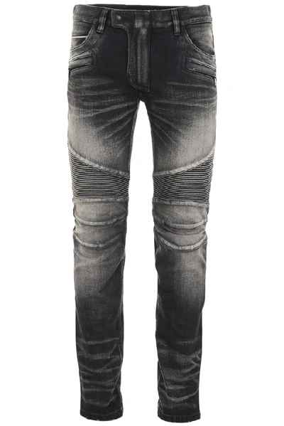 Balmain Biker Jeans In Black