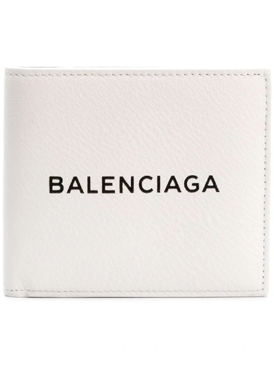 Balenciaga White Logo-print Leather Wallet