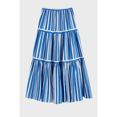 Chinti & Parker Blue Striped Parasol Tiered Maxi Skirt