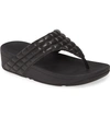 Fitflop Lulu Padded Shimmy Suede Flip Flop In All Black Suede