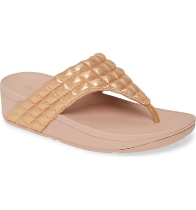 Fitflop Lulu Padded Shimmy Suede Flip Flop In Rose Gold Suede
