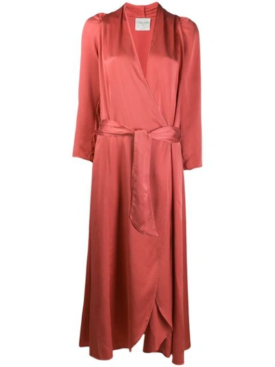 Forte Forte Terracotta Silk Cloqué Wrap Dress In Petalo