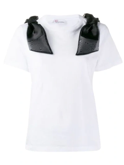 Red Valentino White Bow-embellished Cotton T-shirt