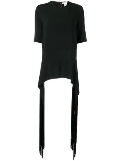 Stella Mccartney Black Fringed Stretch-cady Top