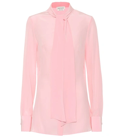 Alexander Mcqueen Pink Silk Crepe De Chine Shirt