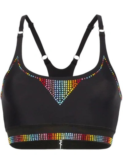 Adam Selman Sport Crystal-embellished Stretch-nylon Bra Top In Black