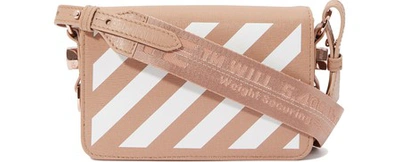 Off-white Diagonal Stripe Mini Flap Bag - Beige In Nude-white