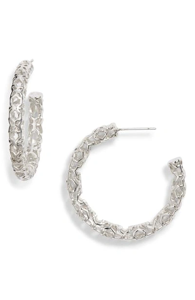 Kendra Scott Maggie Medium Hoop Earrings In Rhodium Filigree