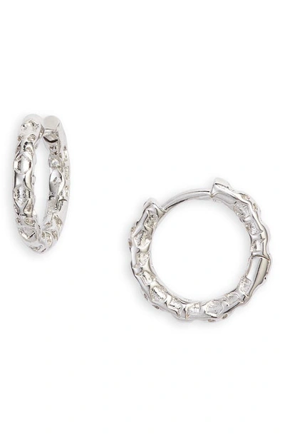 Kendra Scott Maggie Huggie Earrings In Rhodium Filigree