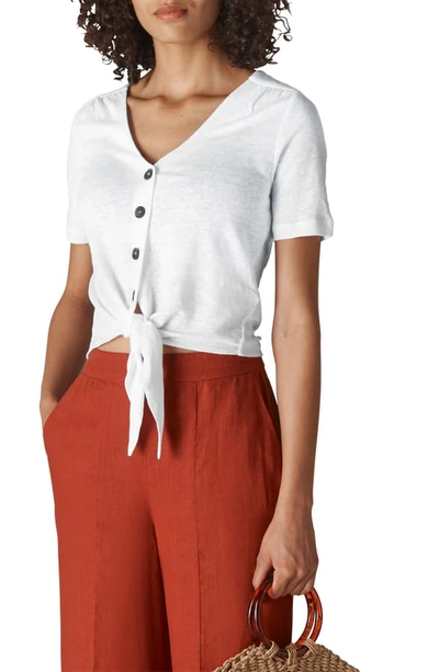 Whistles Tie-front Linen Top In White