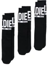 Diesel Ribbed Logo Socks In Black
