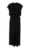 Vince Draped V-neck Silk Dress In Black