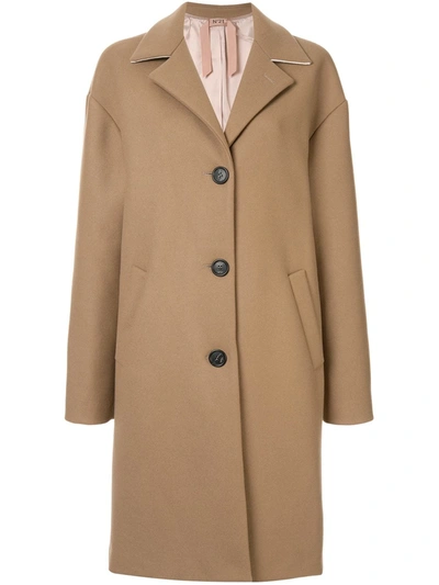 N°21 Wool Oversized Single Breast Coat In Brown
