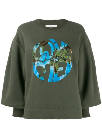 Alberta Ferretti Love Me! Graphic Sweatshirt In Green