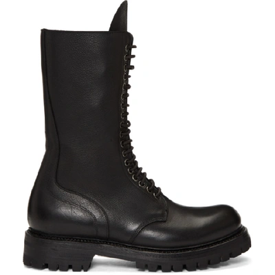 Rick Owens Black Army Boots In 09 Black