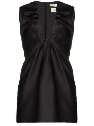 Bottega Veneta Sleeveless Silk Blend Ruched Top In Black