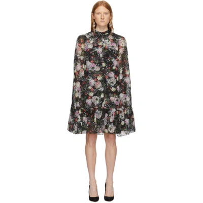 Erdem Constantine Floral-print Voile Cape Dress In Multicolor