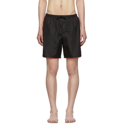 Gucci Interlocking Gg Stripe Swim Shorts In Black