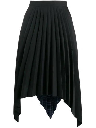 Acne Studios Two Print Pleated A-line Skirt In Black