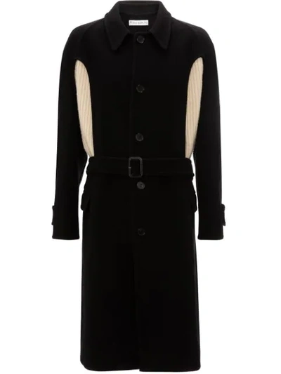 Jw Anderson Wool-cashmere Sweater-inset Coat In Black