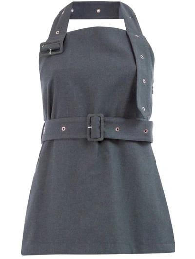 Rokh Belted Bustier Top In Grey
