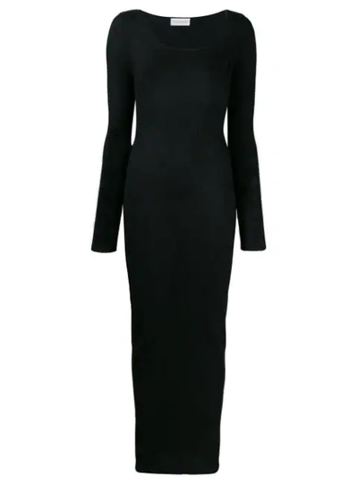 Faith Connexion Long-sleeve Fitted Dress In Black