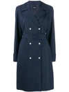 Theory Belted Trench Coat In Blue